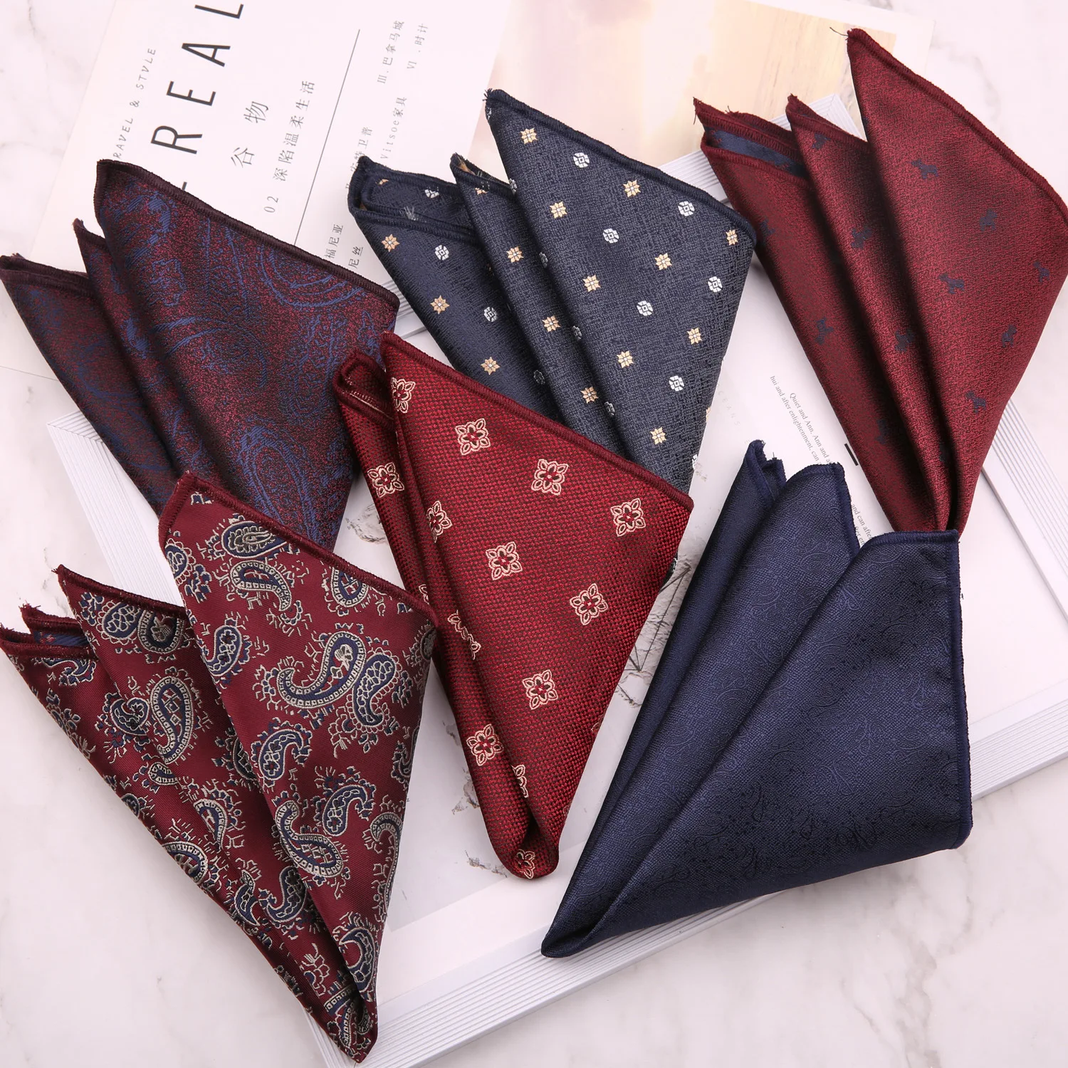 Sitonjwly Men Suits Handkerchief Pocket Towel for Man Business Printed