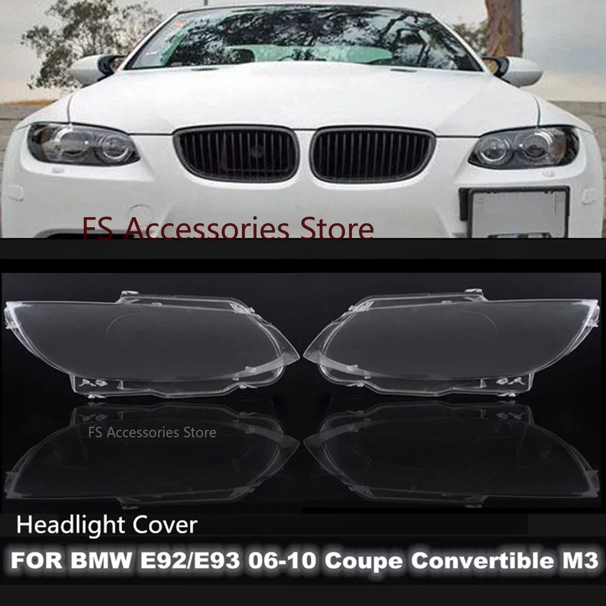 Car Front Headlight Lens Cover For BMW E92 E93 2006 2007 2008 2009 2010 Auto Shell Headlamp Lampshade  Shell Cover Transparent