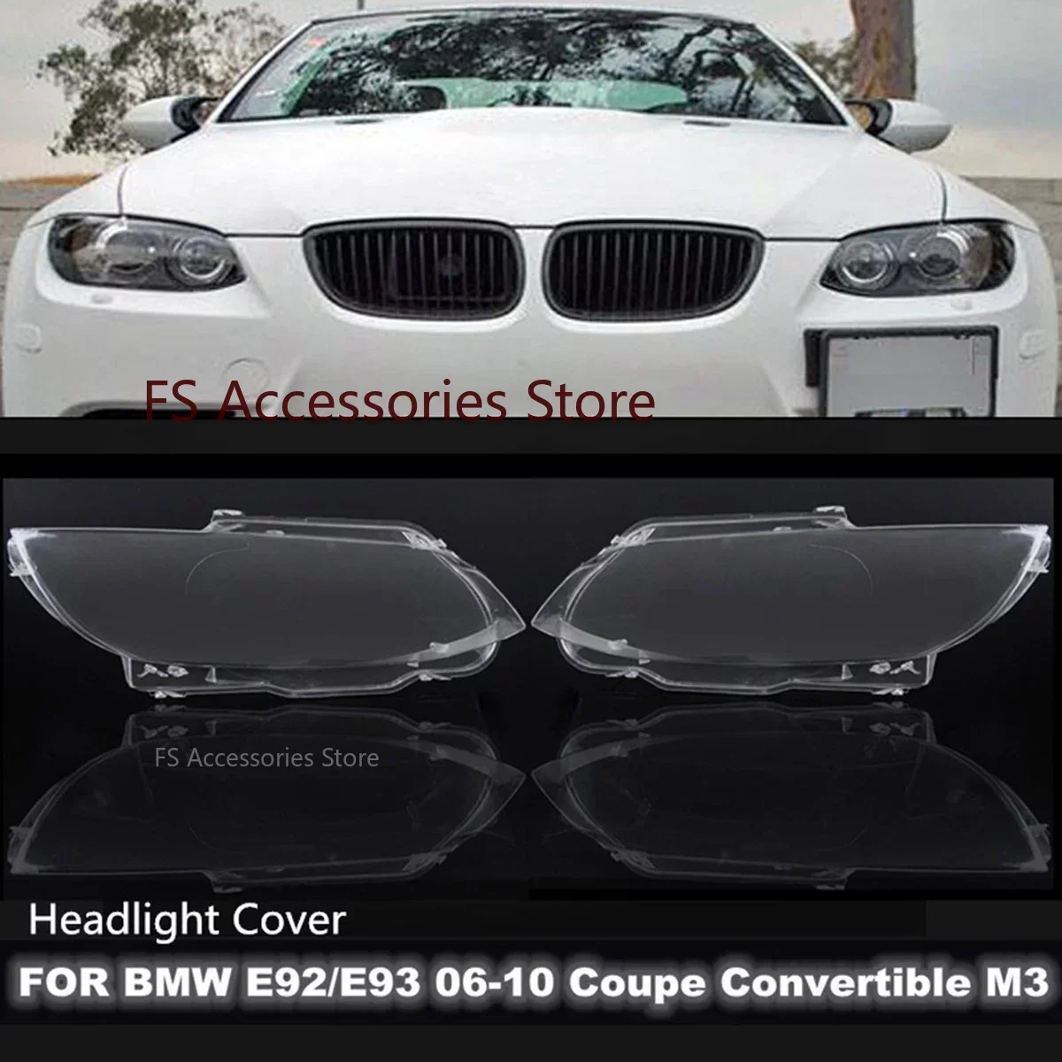 Headlight Lens Cover Car Front Headlight Lens Cover BMW E92 E93 2006 2007 2008 2009 2010 Auto Shell Headlamp Lampshade Shell Cover Transparent