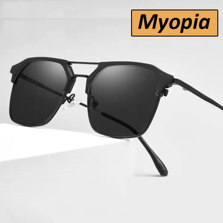 

Luxury Double Beam Myopia Glasses with Diopter 0 To -4.0 Fashion Trend Outdoor Short Sight Eyeglasses Googles Anti-UV Sunglasses