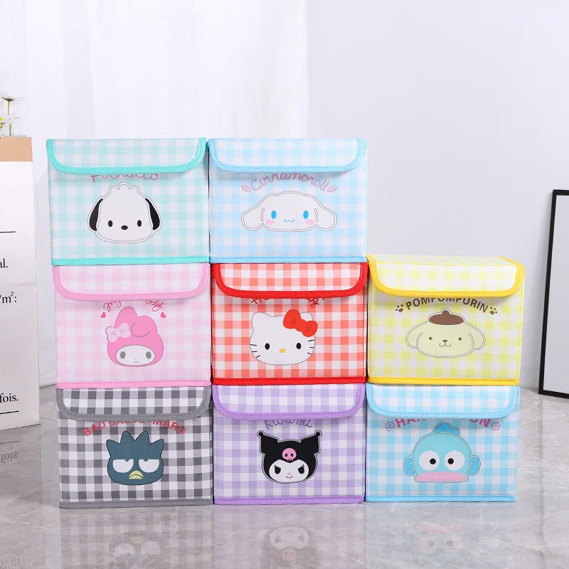 

Sanrioed Hellokittys Cinnamoroll Kuromi разные ящики для хранения кавайные девушки Косметика Нижнее белье Складная Настольная коробка для хранения
