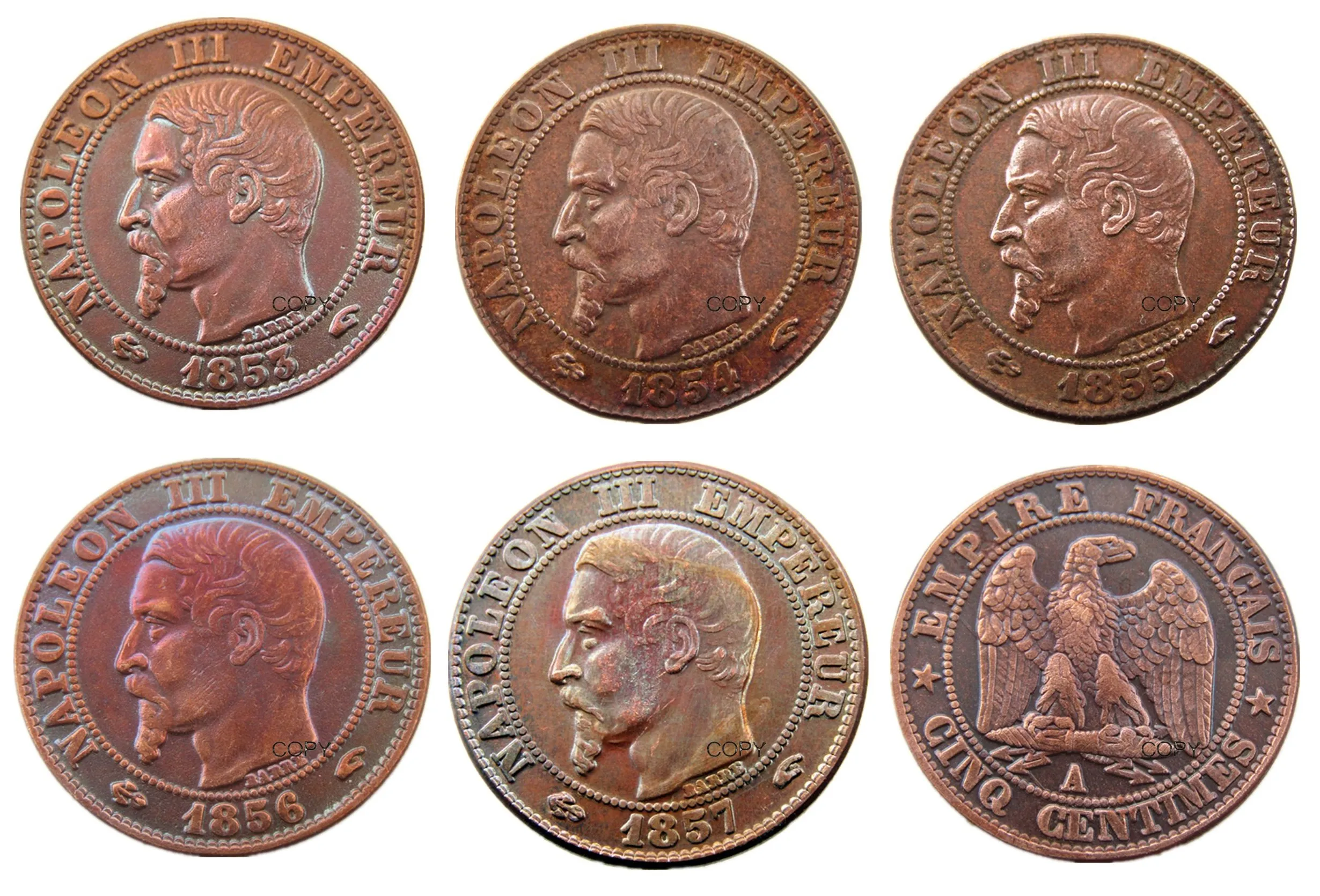 Франция (1853-1857) A 5 центов 100% Медные копировальные монеты