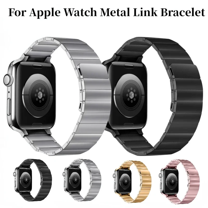 Metal Link Bracelet For Apple Watch 45mm 44mm 42mm 41mm 40mm Stainless Steel Magnetic Loop Belt iWatch Ultra 8 7 6 5 4 3 SE Belt