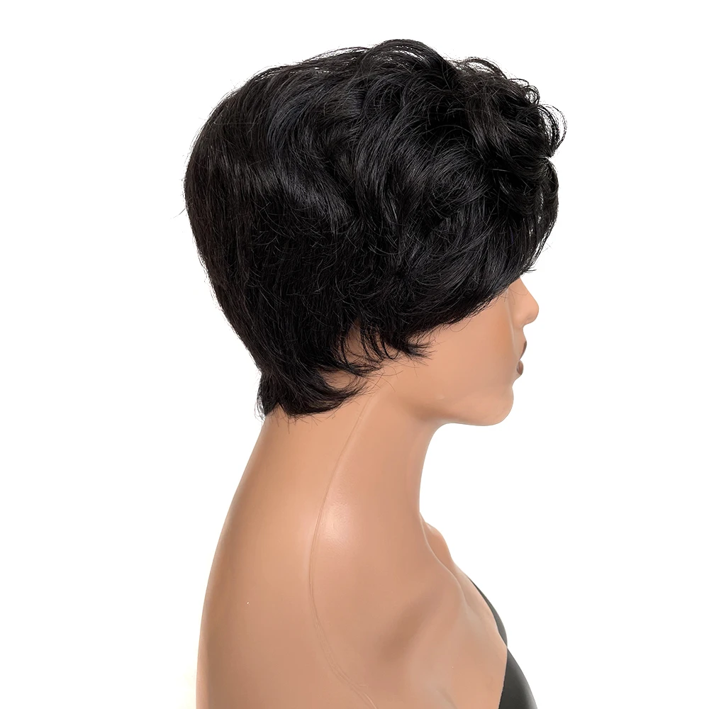 Short Wavy Bob Wig With Bangs Brazilian Hair Wigs For Women Human Hair Glueless Red Full Machine Made Cheap Human Wigs
