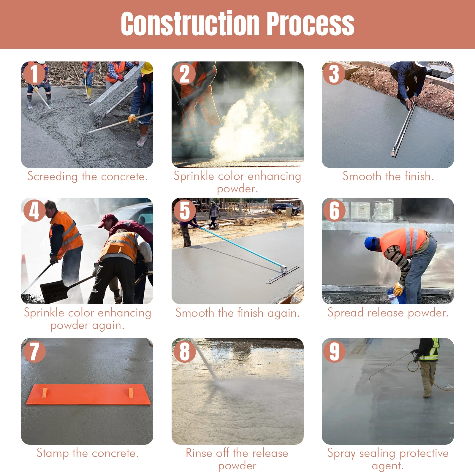 122x31cm Realistic Wood Floor Concrete Stamps Polyurethane Wood Floor Texture Concrete Stamp Molds for Indoor/Outdoor Floors