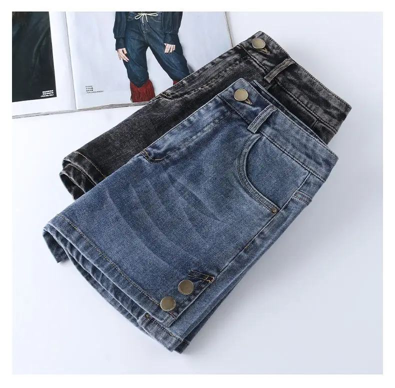High Waisted Denim Shorts for Women's Summer 2026 New Loose A-line Wide Leg Pants Vintage Denim for External Wear Hot Pants