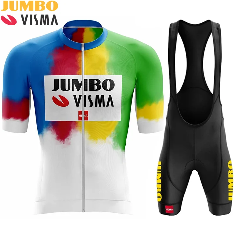 점보 비스마 2024 사이클링 의류, 사이클링 저지 남성용 세트, 로드 바이크 셔츠, 세트 반팔, MTB 남성용 자전거 턱받이 반바지