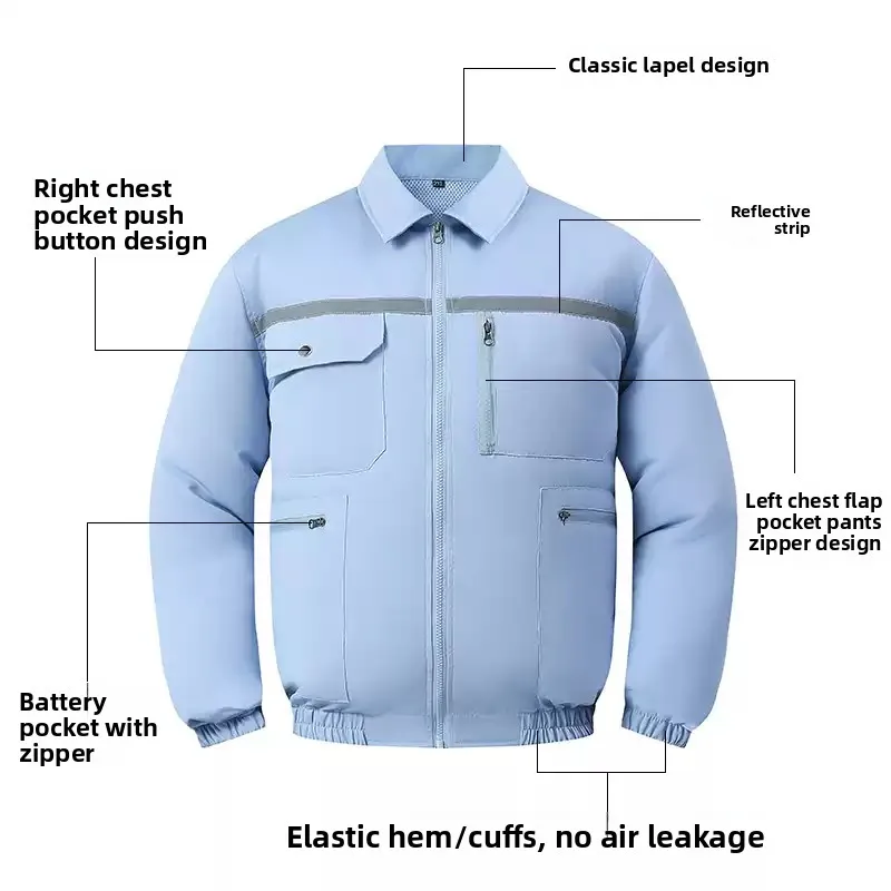 COMXZ New Fan Jacket Men's Ice Jacket -9℃ Air-conditioning Suit Cooling Summer Fishing Heat Protection Camouflage Cargo Clothing