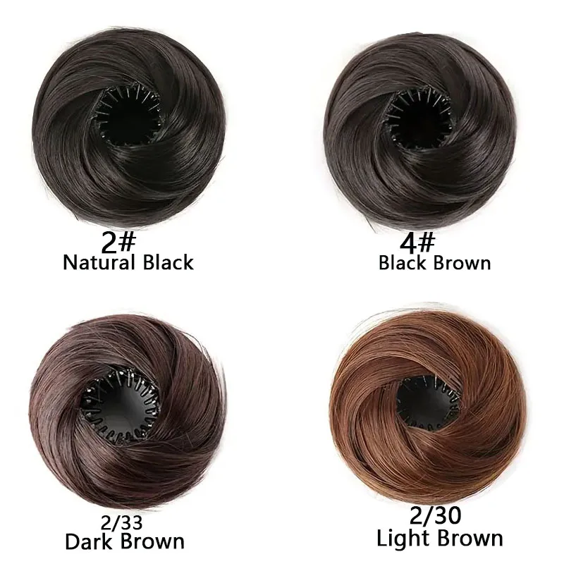 1PC Synthetic  Women's Hair Bun Messy Straight Black Brown Claw Chignon Stretchable Elegant   Extension For Girls