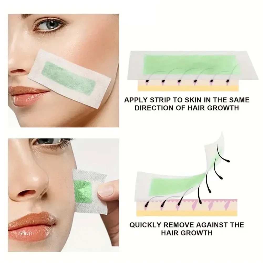 15Pcs Facial Summer Professional Hair Removal Wax Paper For Ladies Face Lip Sticker Non-Permanent Mustache Lip Hair Remover hair removal wax hair removal wax paper