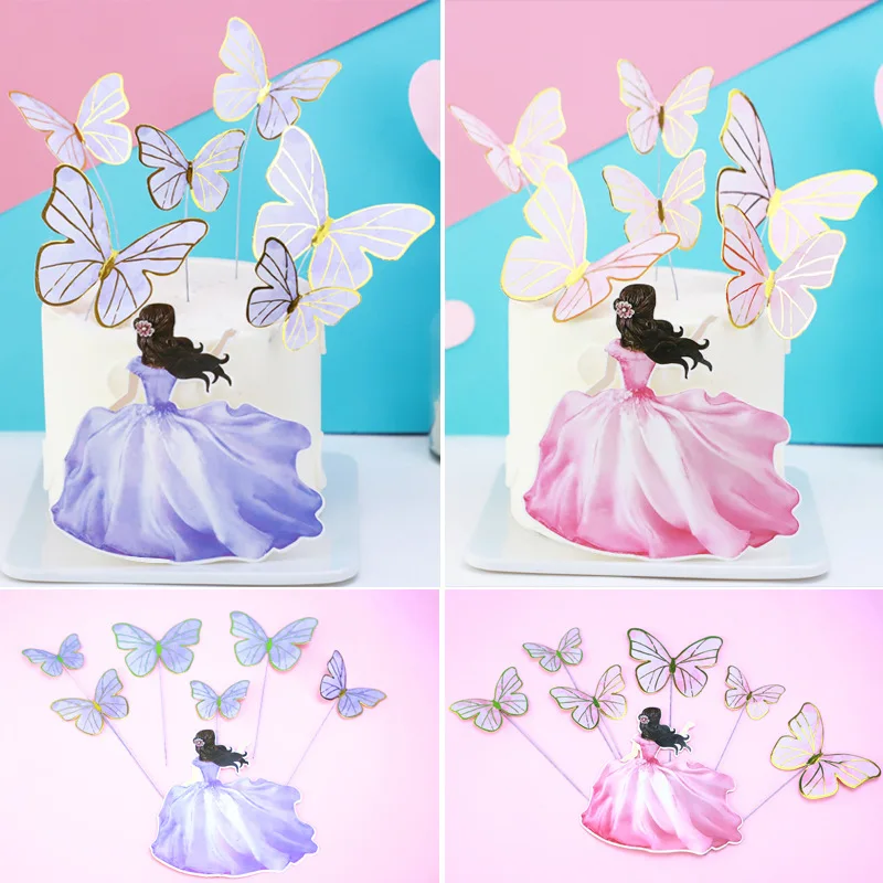 Elegant Butterfly Cake Toppers - Decorative Flags