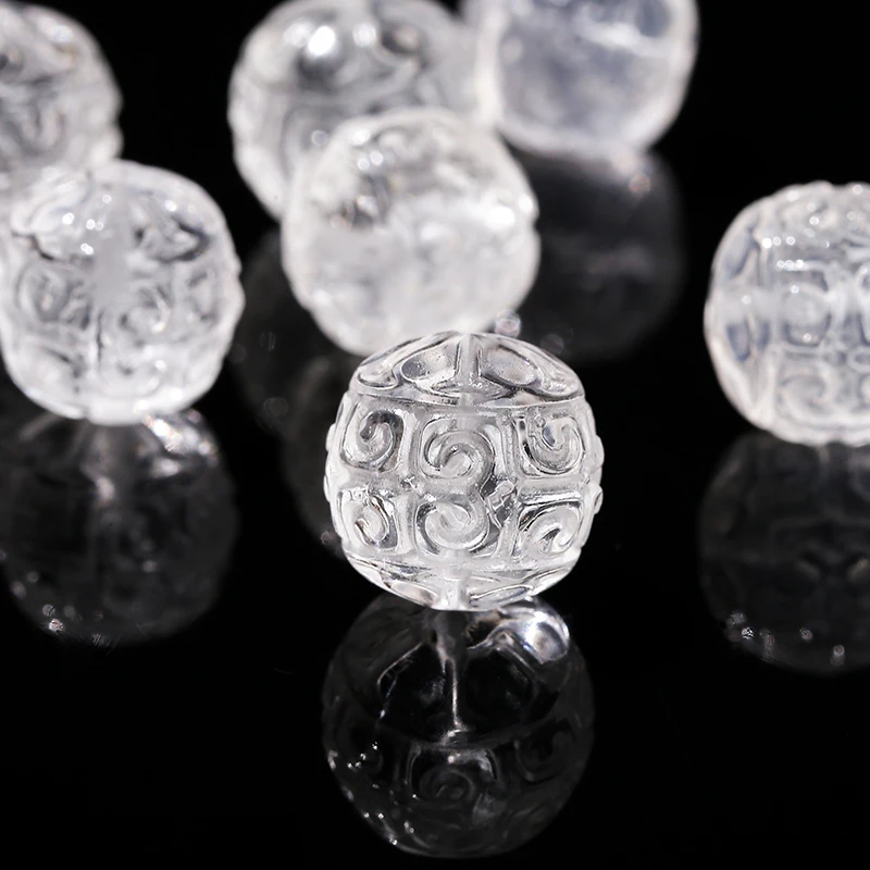 천연 암석 석영 조각 패턴 라운드 비즈, 구멍 펜던트, 쥬얼리 제작 DIY 팔찌 목걸이 액세서리, 1 PC 