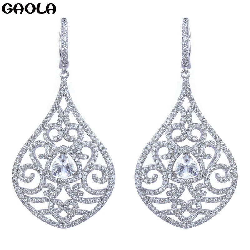 

GAOLA New Cubic Zirconia Micro Paved Luxury Water Drop Dangle Earrings for Women Sexy Dinner Jewelry Accessories GLE4644