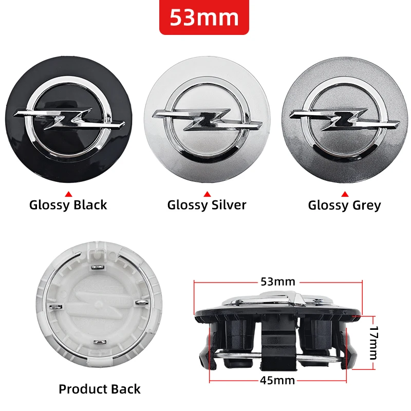 4개입 53mm/100mm/110mm 자동차 휠 센터 캡 로고 허브 커버 배지 엠블럼 (오펠 인시그니아 아스트라 J H G F 코르사 자피라 티그라 용)