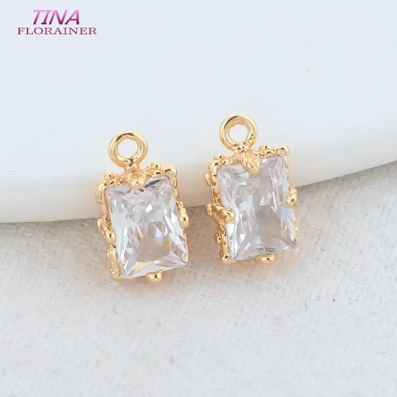 6*11MM 14K Gold Farbe Messing und Zirkon Rechteck Charms Anhänger Für Halskette Schmuck Machen Liefert Diy erkenntnisse Zubehör