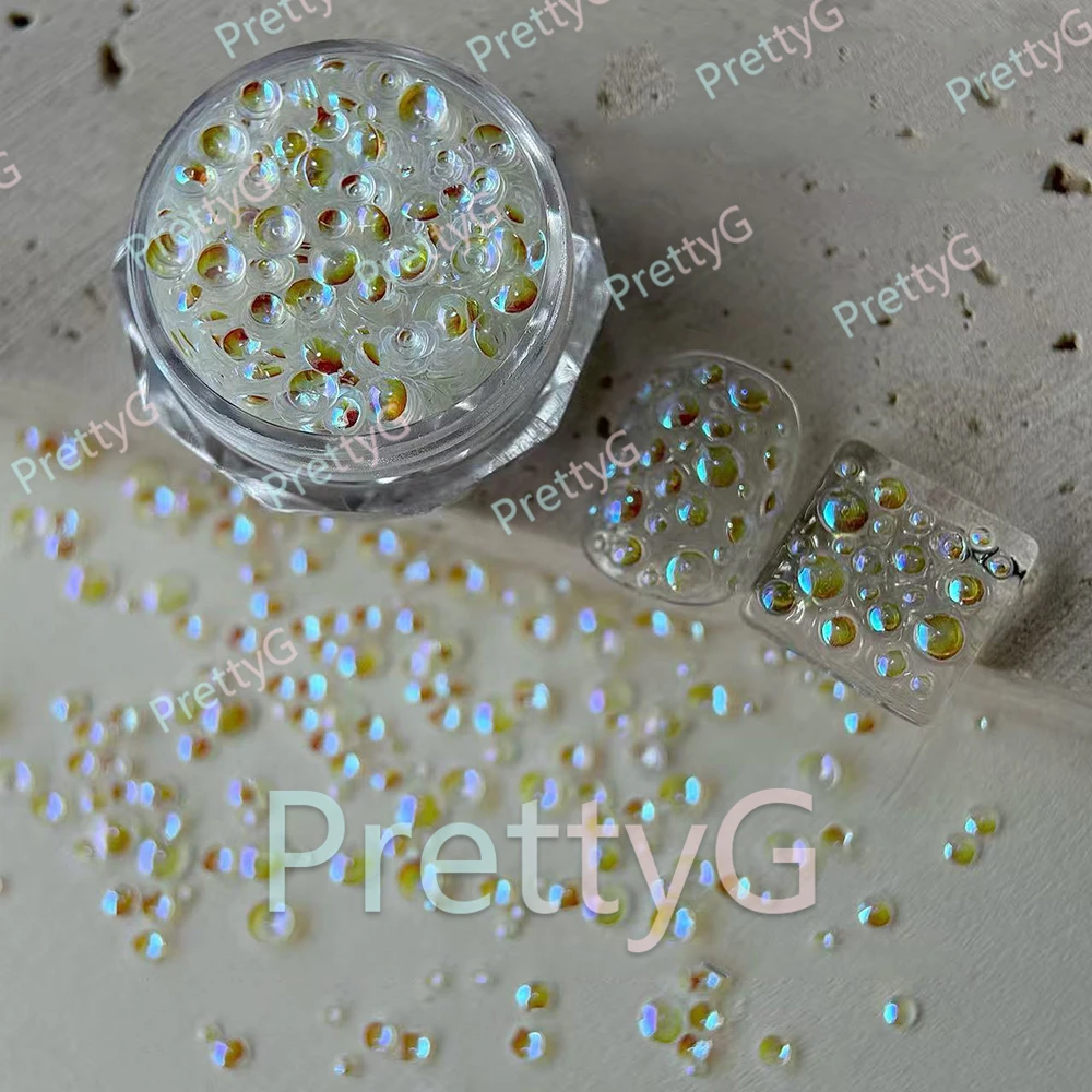 PrettyG 1 박스 믹스 다이아몬드 프리즘 스팽글 3d 버블 반원형 모양 글리터 DIY 아트 공예 네일 장식 액세서리