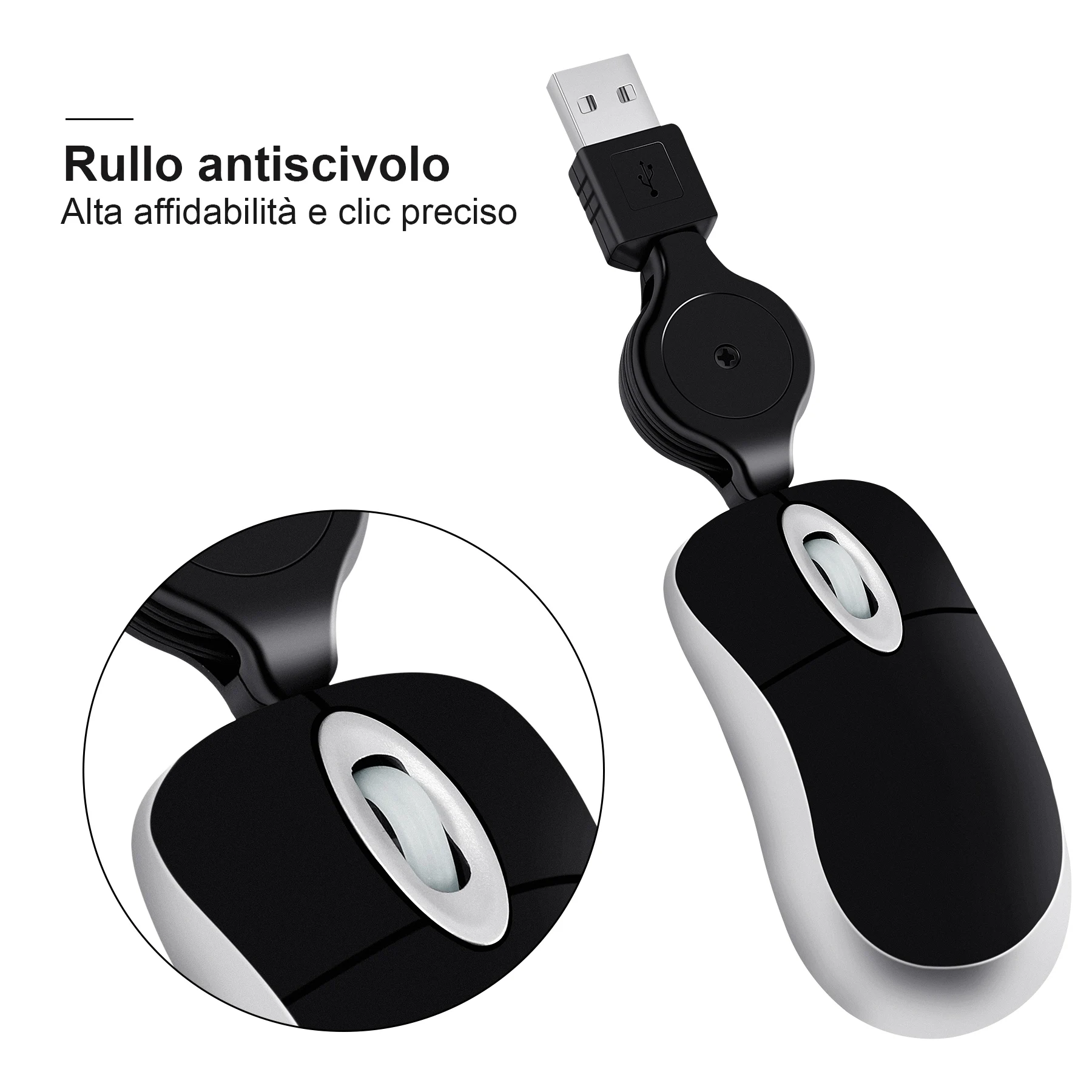 Lovely Mini Wired Mouse Retractable USB Cable Ergonomic Office Computer Pc Laptop Gaming Mice Wired Retractable Adjustable Mice