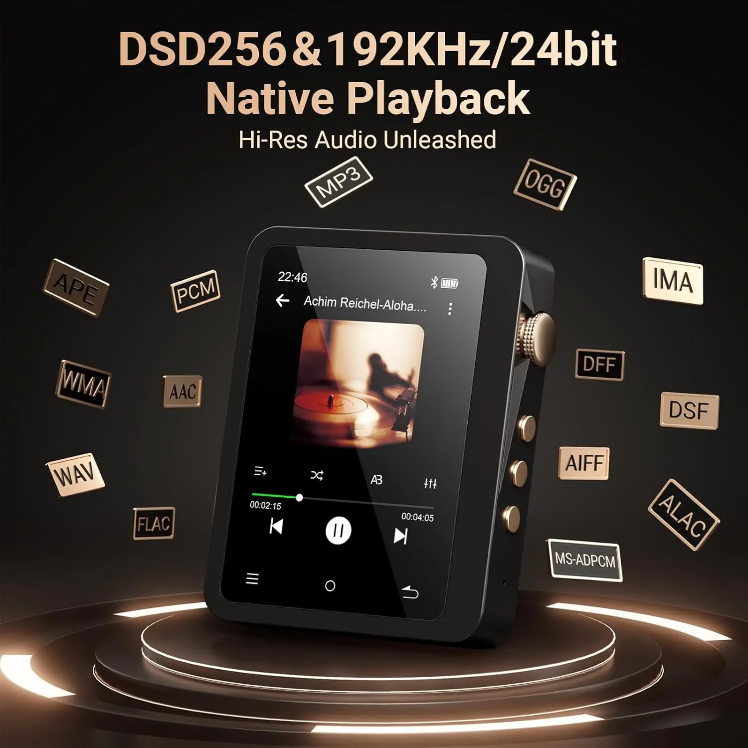 Portable HiFi MP3 Player with Bluetooth and 128GB Storage
