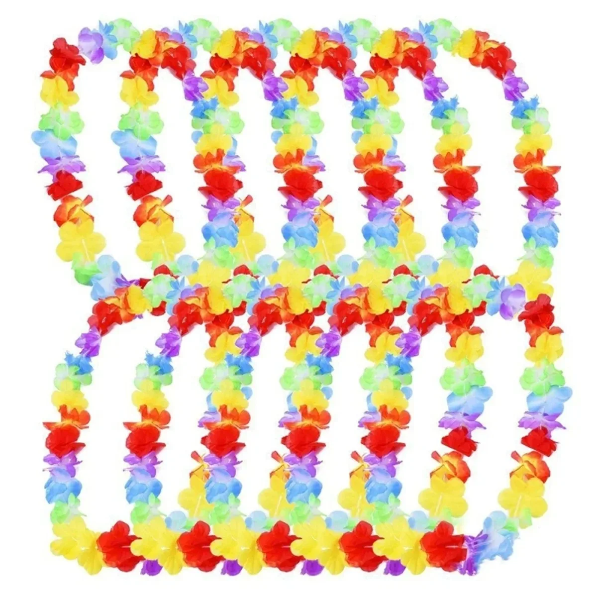 Hawaii Flower Garland 10pcs/set Party Leis Hawaiian Necklace Torpil Floral Farmhouse Decor Hawaiian Fabric