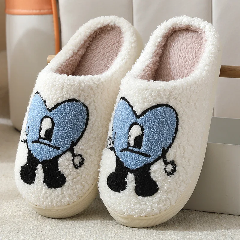 New love cotton slippers luxury house shoes for men and women sneakers in and lovely thick bottomed cartoon fuzzy  clear  heels