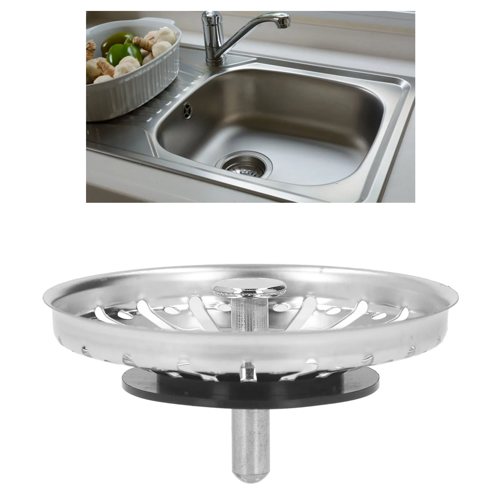 Kitchen Sink Strainer Basket General Size Stainless Steel Sink Strainer and  Stopper for Dorm - AliExpress