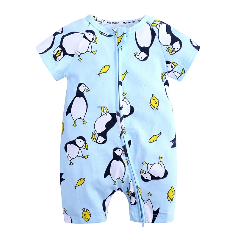 Short-Sleeve Baby Rompers Animal Dinosaur Print Baby Boy Clothes Jumpsuit Summer Onesie Infant Baby Girls Newborn Clothings Newborn Knitting Romper Hooded  Baby Rompers