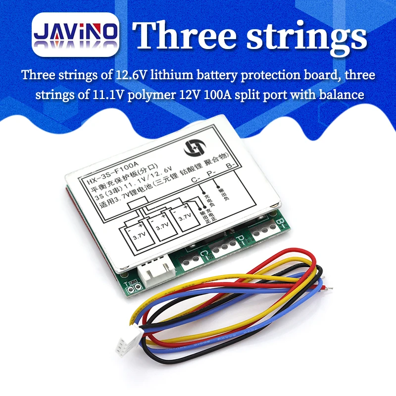 KNACRO 100A 3S 3.7V Protection Board For Lithium Battery 11.1V 12.6V With Balance Over-Current Over-Charge Over-Discharge Short-Circuit Protection BMS Protection PCB Board (3S 3.7V 100A