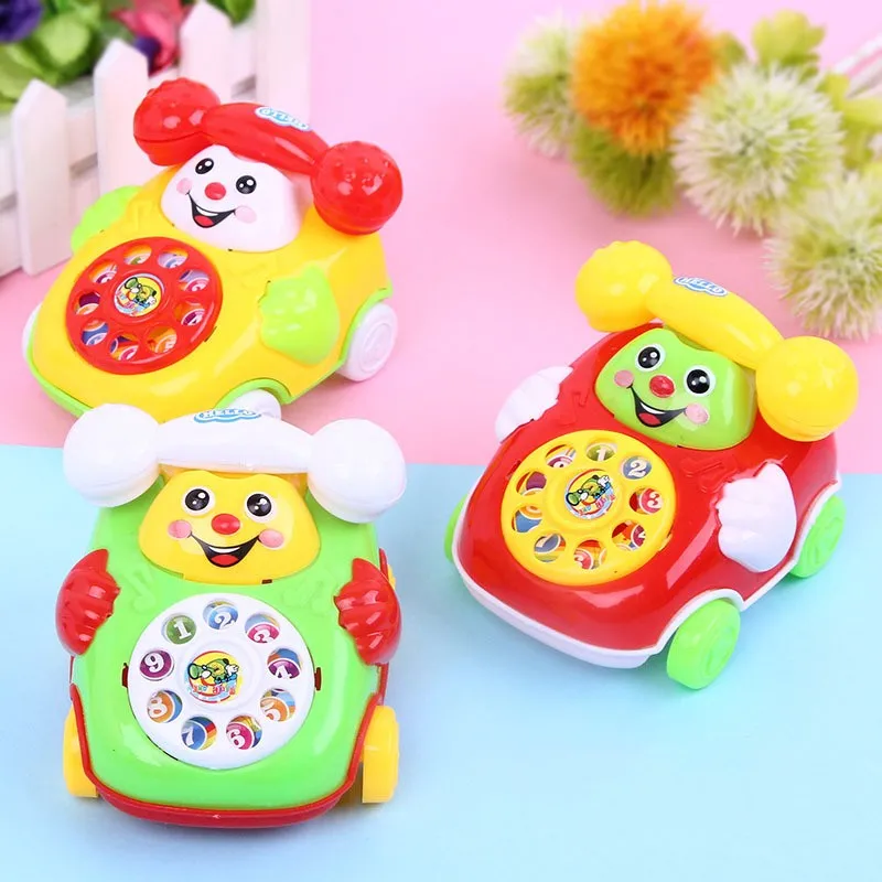 

Children's Simulation Phone Toys Kids Baby Cartoon Pull Line Phone Gift Develop Intelligence Education Toys For Children Kids