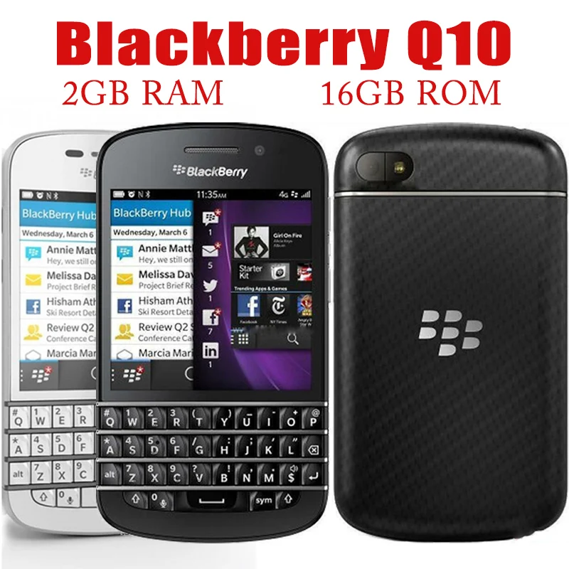 Originale Sbloccato Blackberry Q10 (-1-3-5) Cellulare 2Gb Ram 16Gb Rom 8Mp Fotocamera Mobile Qwerty Tastiera Smartphone Bar Bluetooth