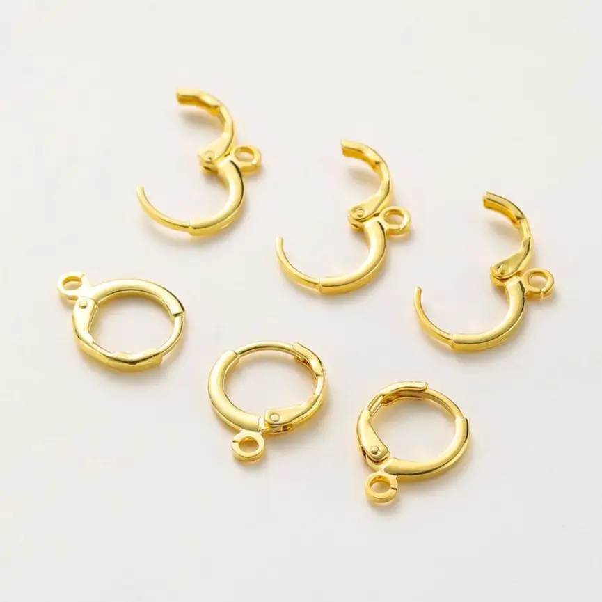 10 Stück 14K 18K vergoldetes Messing Frankreich Blanko Runde Öffnung Ohrring Haken Ohr Anhänger Clips Schleife für DIY Schmuckherstellung