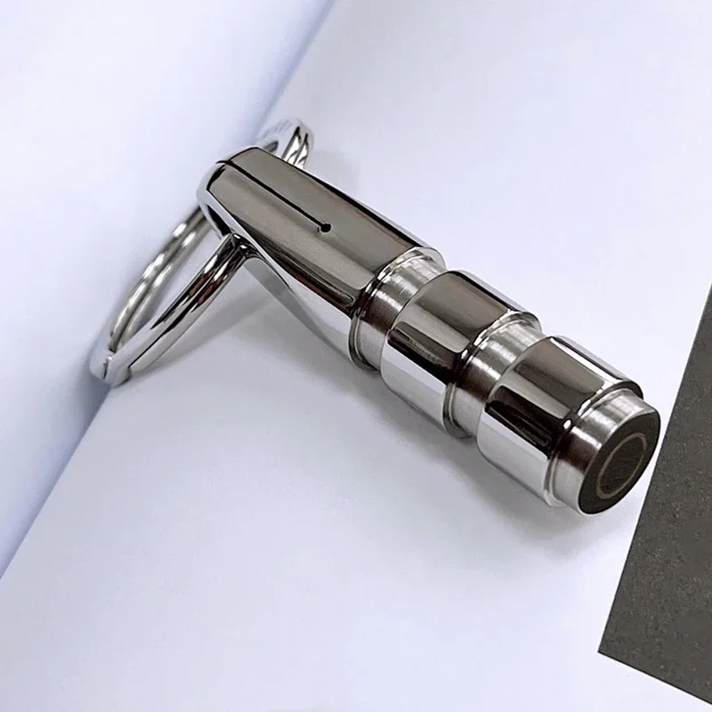 PJS Luxury MB Pure Silver Smooth Paint Car Key Chain 316 Stainless Steel Cylindrical And Ring Classic Keychain With Box Set