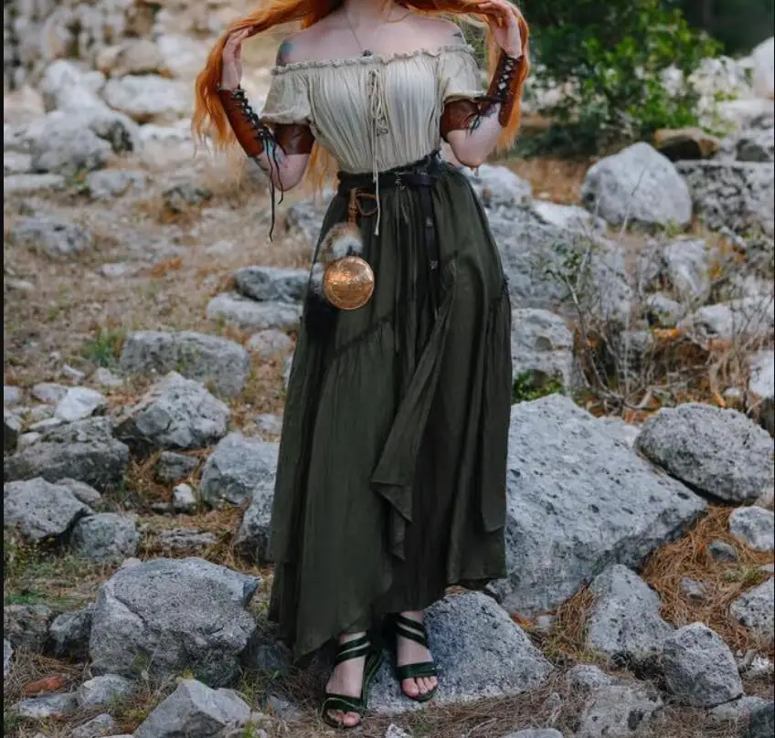 Women Celtic Blouse Medieval Renaissance Off shoulder Victorian