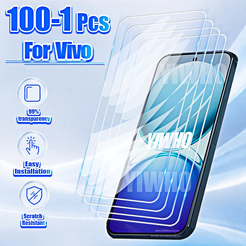 100-Pack Tempered Glass Screen Protectors with Front Case Cover Film