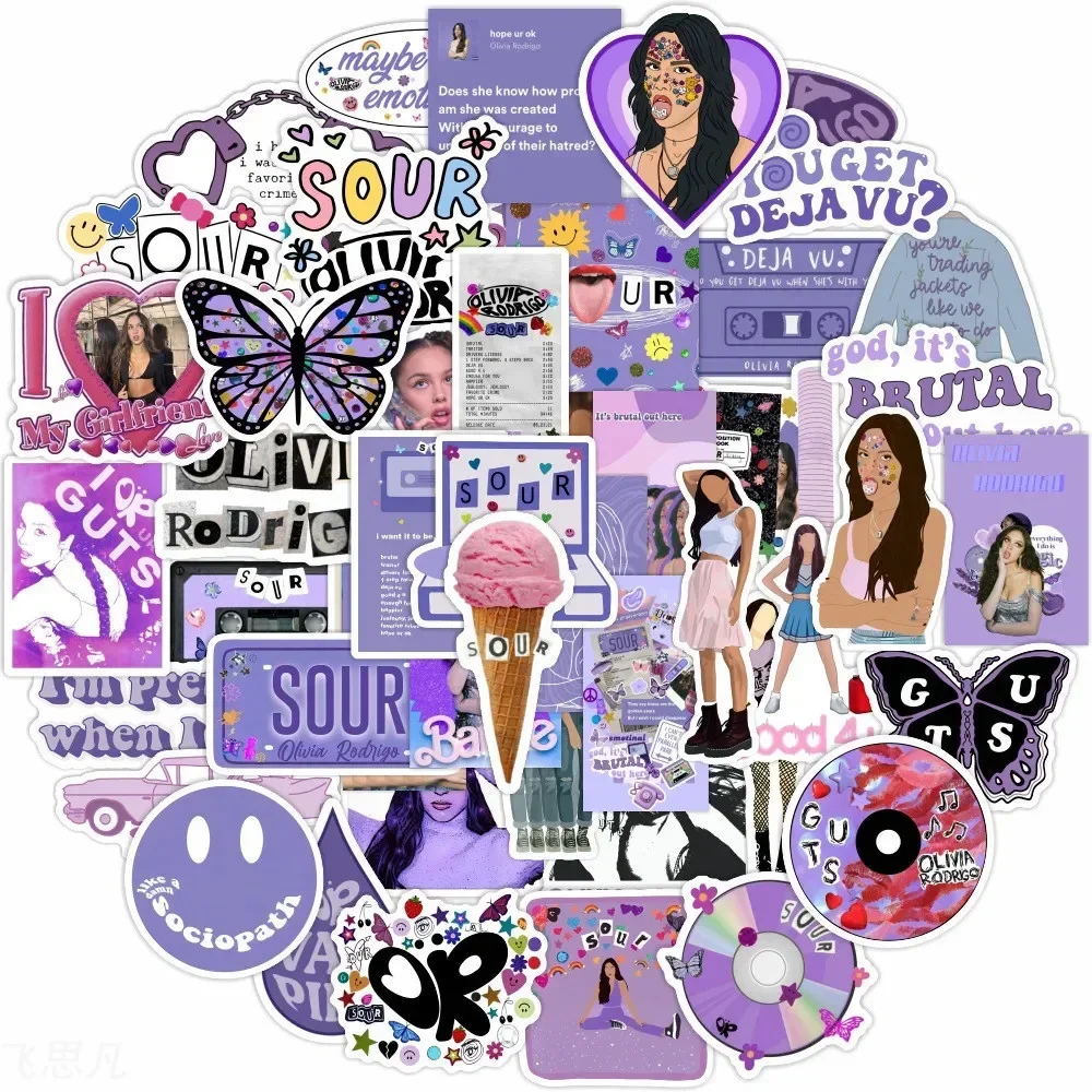 Decorative Stickers 50Pcs Olivia Isabel Rodrigo Originality Singer Star Laptop/skateboard Theme Party Waterproof