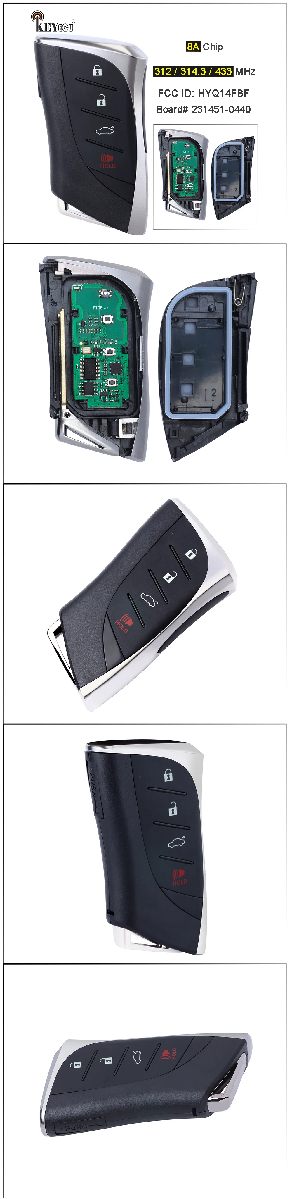 Keyforkess 312/ 314MHz / 433MHz ID FCC: HYQ14FBF 27145-0440 scheda Smart Remote Key Fob per Lexus LS500 LS500h LC500 ES350 20118-2022 - Sb1bda64d0ae14710b63d8d58e55b470c1