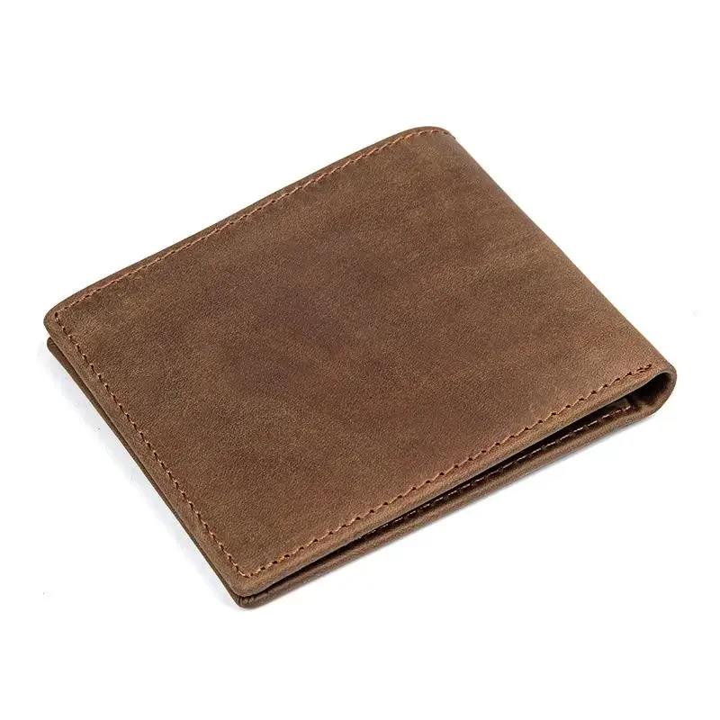 Brown Leather Men Wallet Crazy Horse Genuine Cowhide