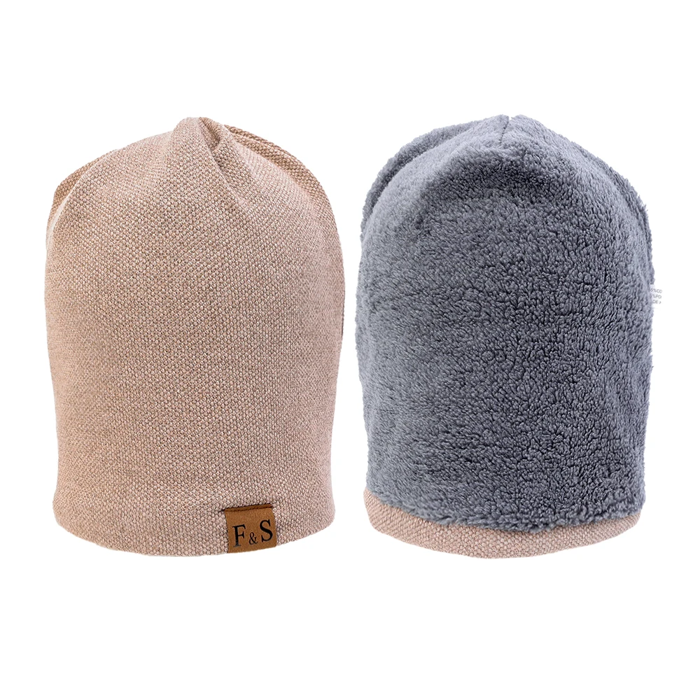 Mode Motorhaube Hut für Männer Frauen Winter Warm Gestrickte Einfarbig Baggy Skullies lässig Weiche Turban Hüte Hip Hop_voghion.com
