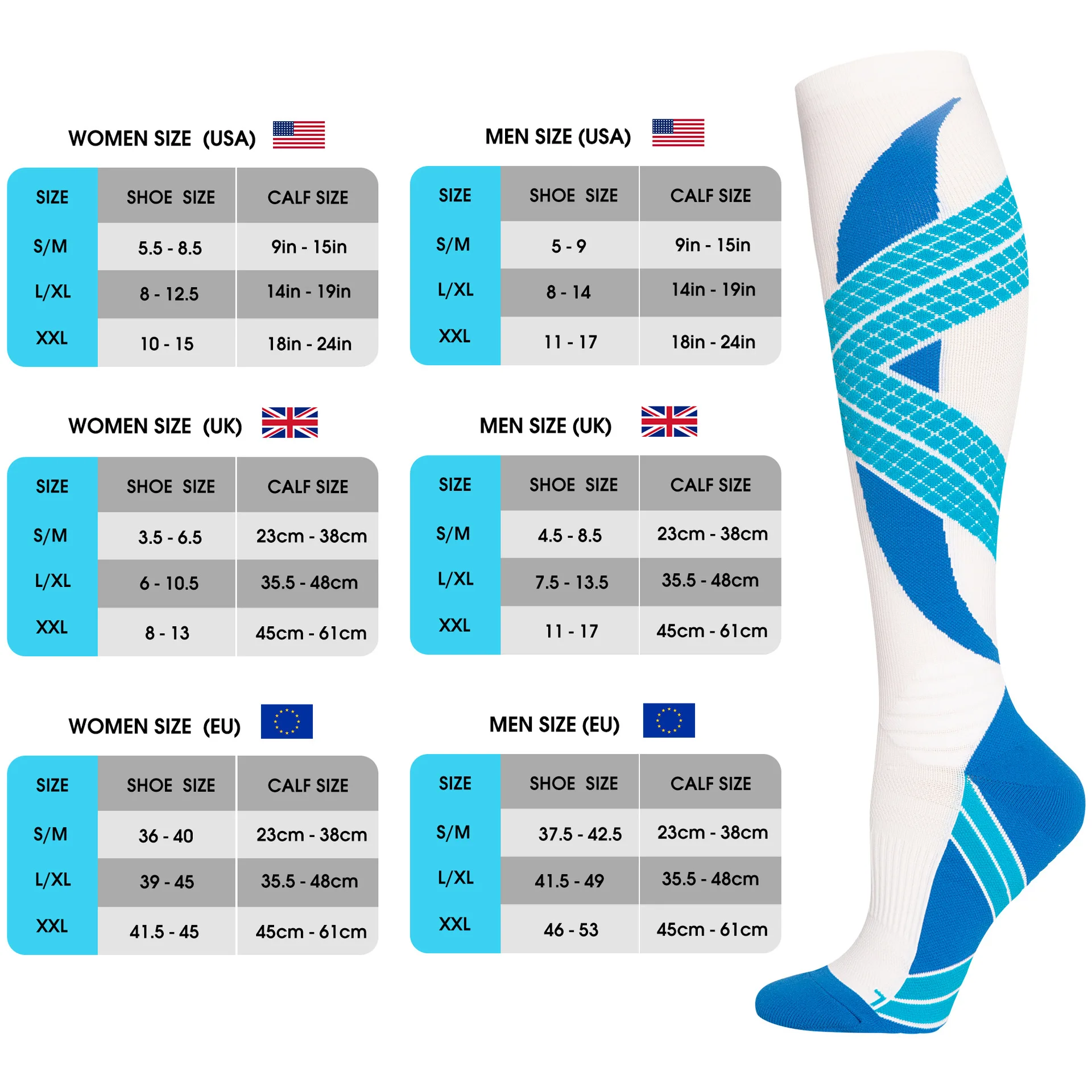 Sports Socks Long Leg Socks Outdoor Mountaineering Marathon Running Socks Jump Rope Badminton Long Leg Compression Socks