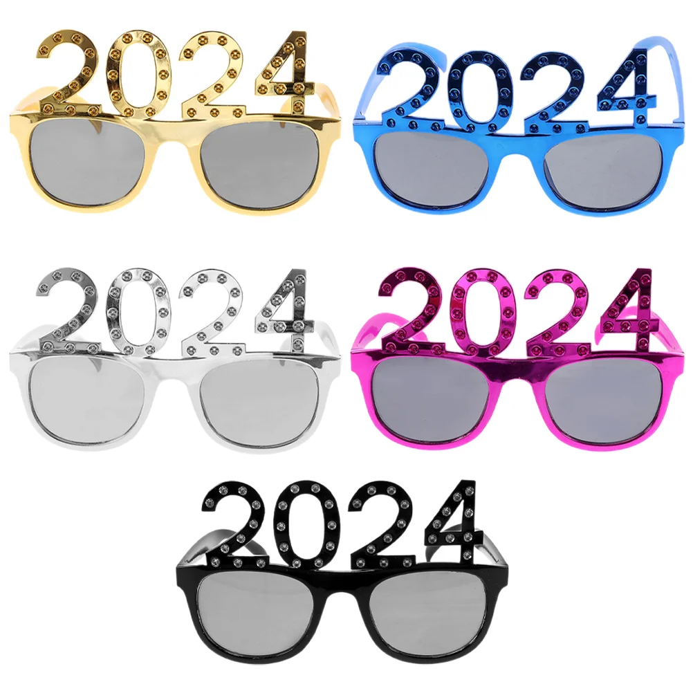 

5 Pcs New Year Party Photo Props Easy Clean Booth Christmas Simple Designs Supplies