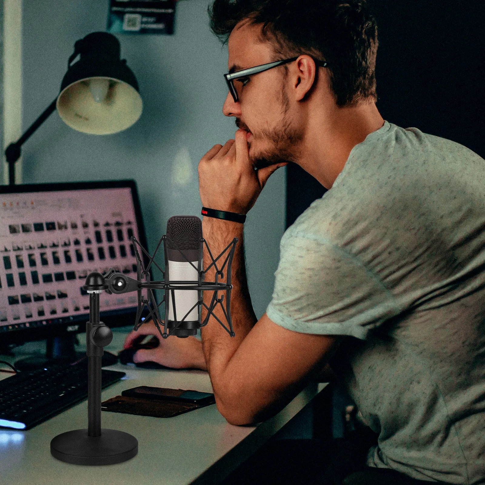 GEEKRIA Creators Schokbestendige microfoonstandaard, compatibel met Rode NT-USB, NT1-A, NT2-A, NT1000, NT2000, Procaster, K2 Mic anti-vibratie