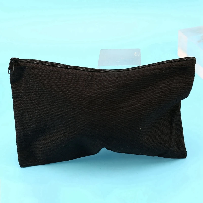 캔버스 지퍼 파우치 가방, 캔버스 메이크업 가방, 연필 케이스, 빈 DIY 공예 가방, 여행 DIY 공예 학교, 블랙, 50 개