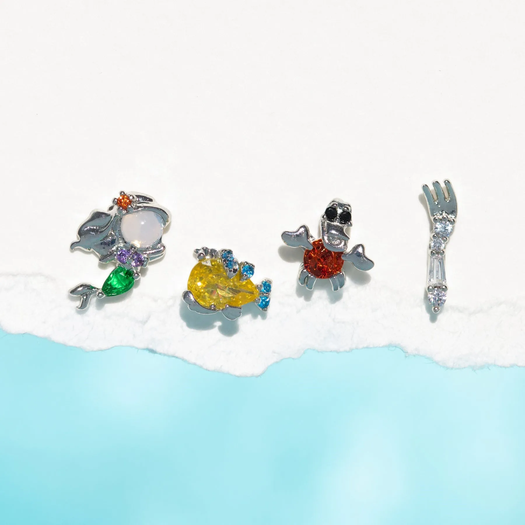 Earrings Set Cute Cartoon Princess for Women Girl Vintage Colorful Zircon Stud Jewelry Gift