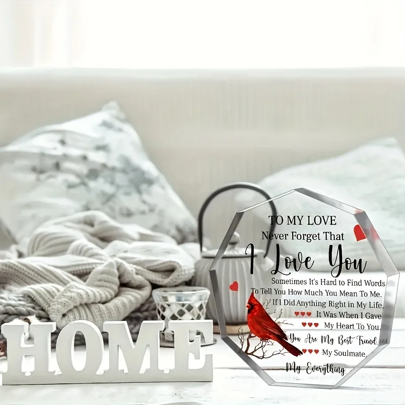 My Beautiful Fiancée Gifts - I Love You Romantic Acrylic Heart Gift For Women, Anniversary Plaque for Fiancée, 100mm x 100mm Present For Anniversaries Birthday Christmas