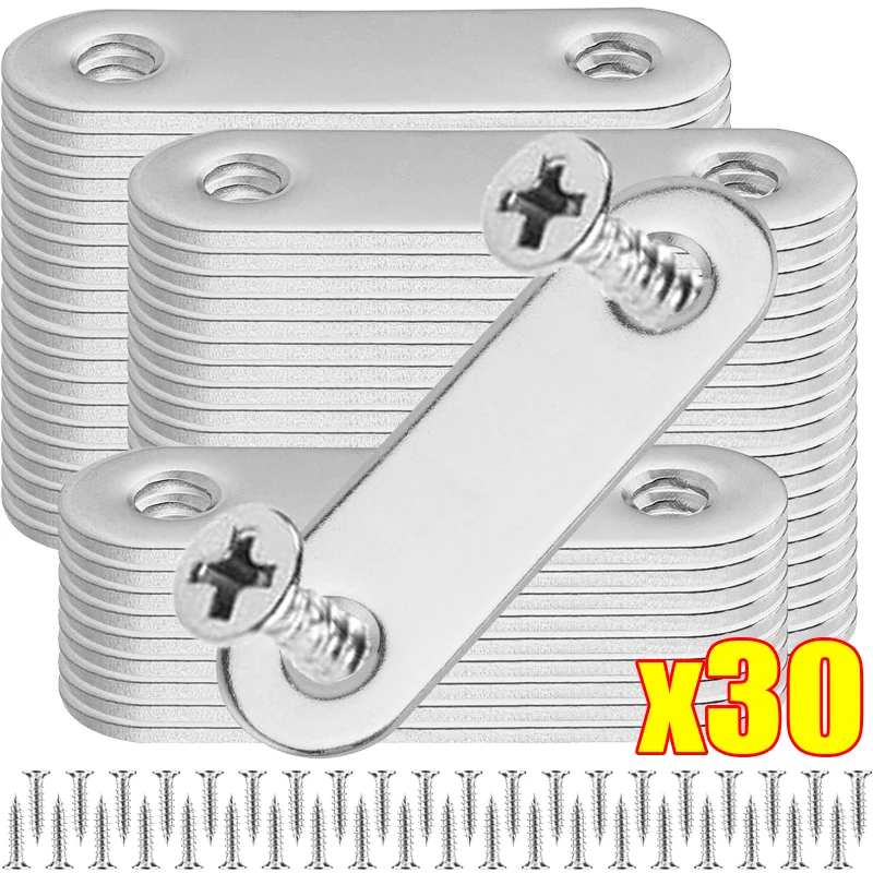 Stainless Steel Angle Bracket Angle Bracket Angle Connector Furniture Hardware 30/10PCS Stainless Steel Brace Bracket Mending Repairing Plate Fixing Connection Plate Flat Straight Furniture Corner Brackets