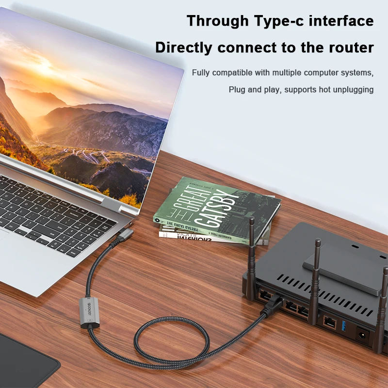 앵글 USB C-이더넷 케이블 2500Mbps 기가비트 이더넷-USB C 케이블 호환 가능한 Thunderbolt 4/5 MacBook Pro/Air iPhone용