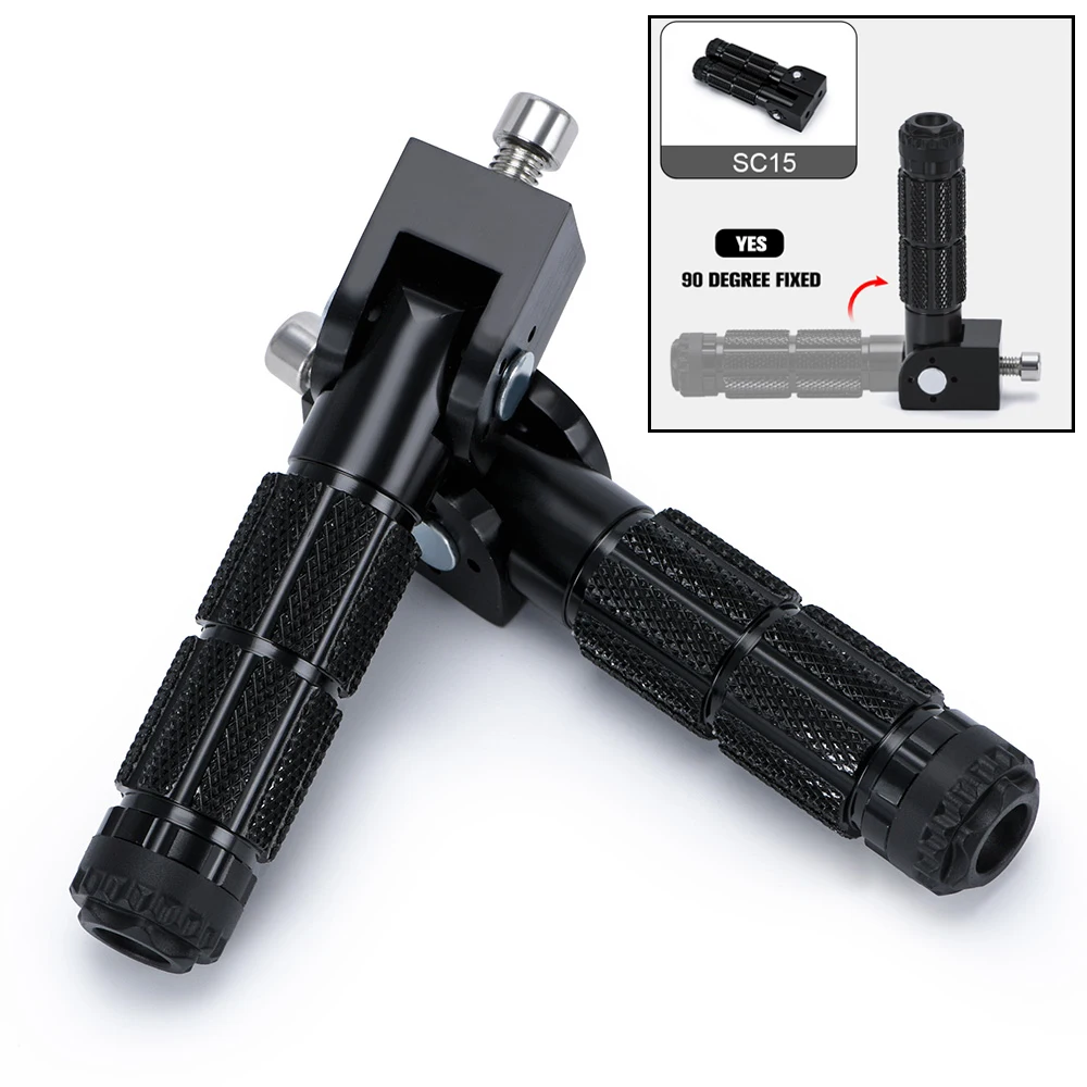 Pedane Moto In Alluminio CNC Pieghevoli 2 Pezzi – Universali, A 90 Gradi, Argentate