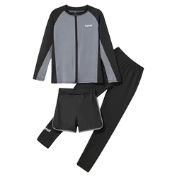 Kid Boys Swimsuit Sun Protection Rash Guard Long Sleeve Front Zipper Top And Pants Shorts Swimwear Beach Bathing Suit Sportswear