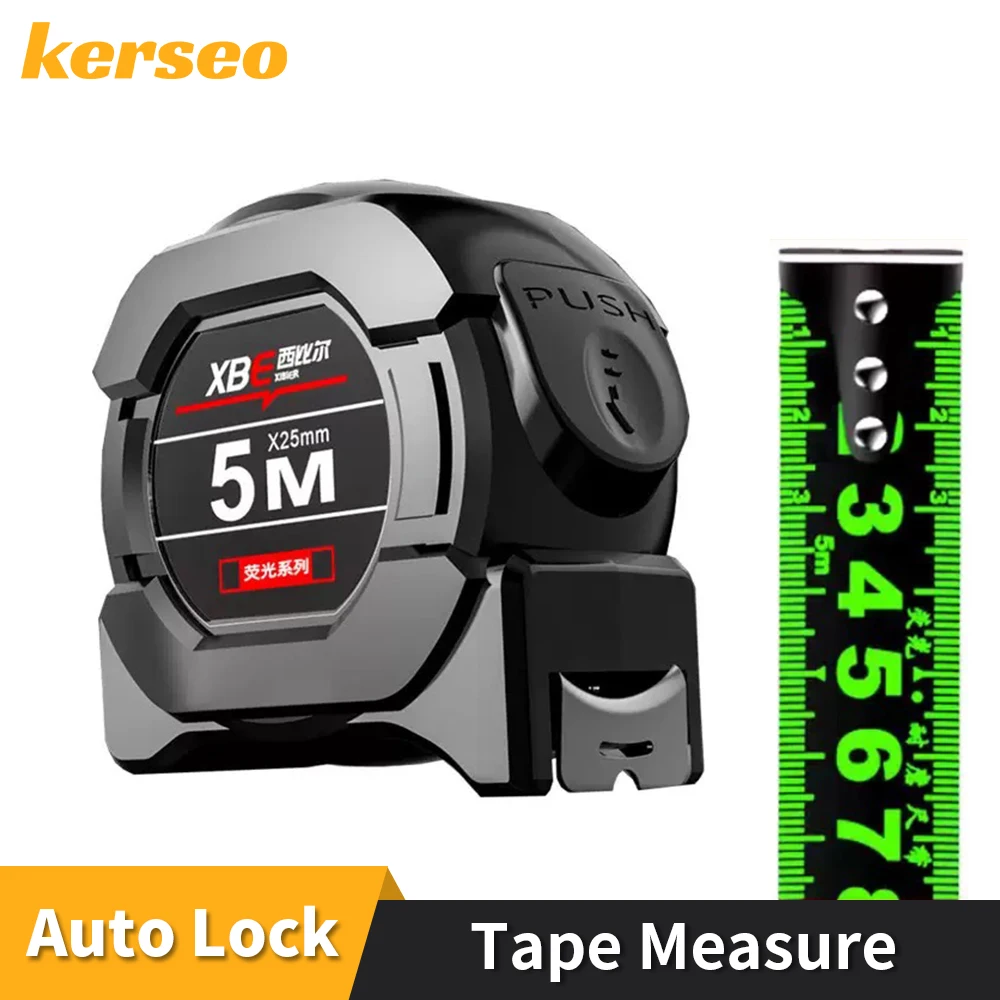 Self locking Steel Tape High precision Thickened measure black Fluorescent tape 5M Wear-resistant Fall resistant Measuring Tape tape measure,measuring tape