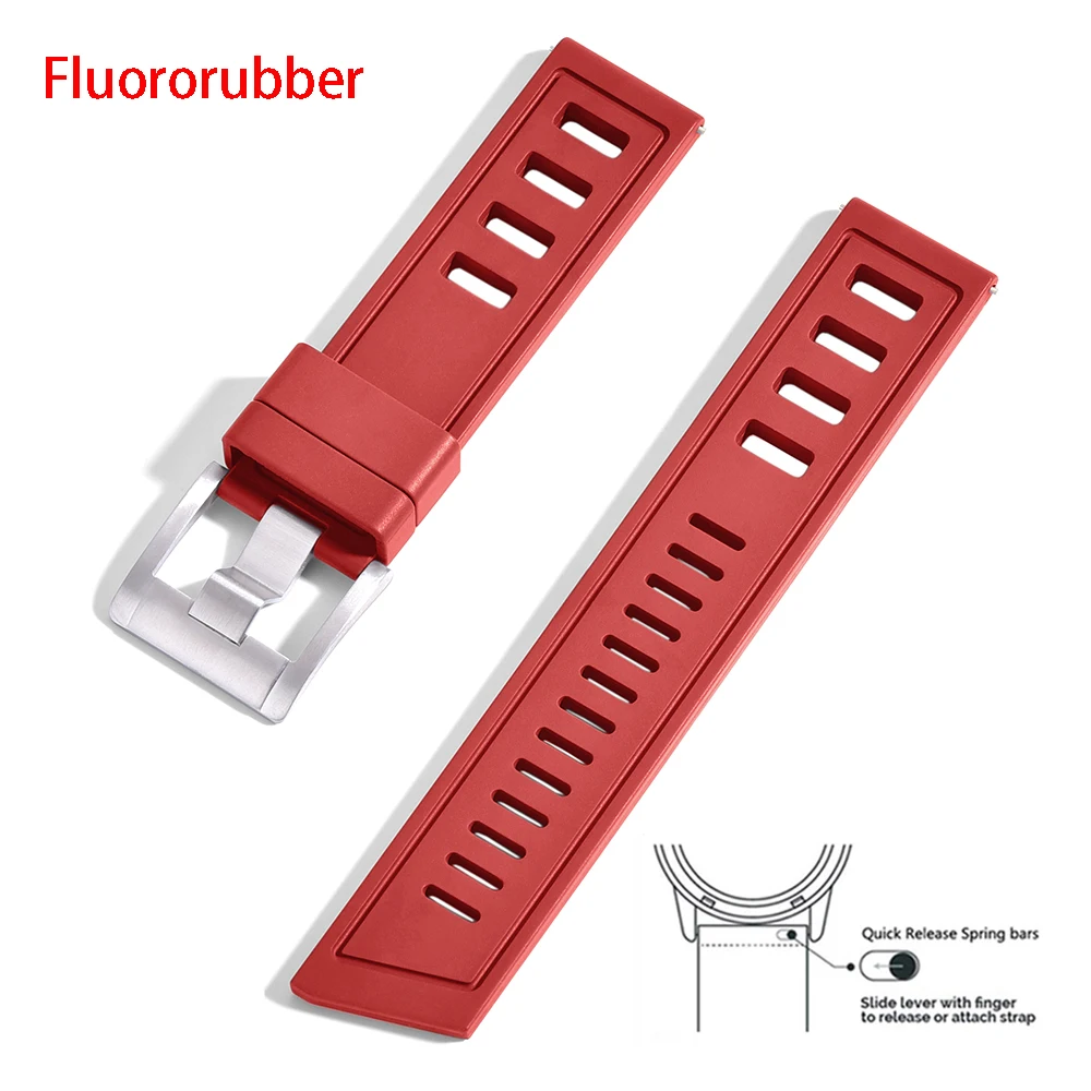 Enhanced Fluororubber Quick Release Waterproof Watch Strap