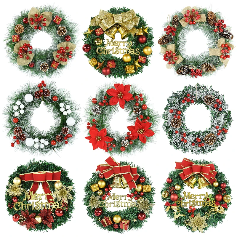 

30cm Christmas Wreath Front Door Window Hanging Garland Ornaments Merry Christmas Home Party Decor New Year Navidad 2024